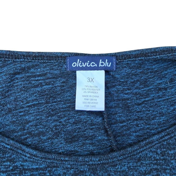 Olivia Blu Heather Blue Women's Top with Eyelet Detail - Picture 3 of 4